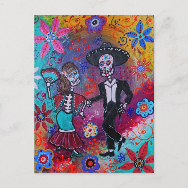 Mexican Bailar Mariachi Dancing Couple by prisarts Postcard (Front)
