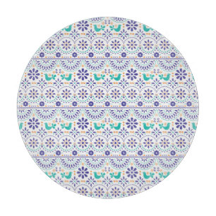 Mexican Bird Tile Folk Art Pattern Cutting Board