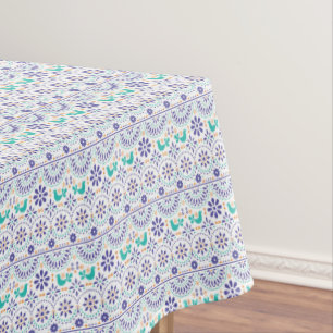 Mexican Bird Tile Folk Art Pattern Tablecloth