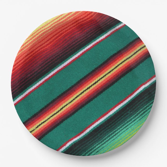 Mexican Blanket Colourful Stripe  Paper Plate (Front)