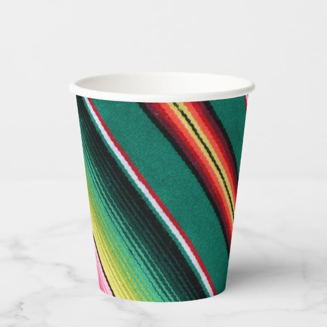 Mexican Blanket Colourful Stripe  Paper Plates Cups (Front)
