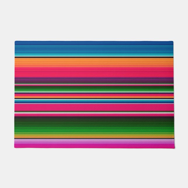 Mexican Blanket Fiesta Stripes Colourful Sarape Doormat (Front)