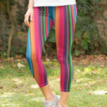 Mexican Blanket Serape Stripes Colourful Capri Leggings<br><div class="desc">This design may be personalized by choosing the Edit Design option. You may also transfer onto other items. Contact me at colorflowcreations@gmail.com or use the chat option at the top of the page if you wish to have this design on another product or need assistance with this design. See more...</div>