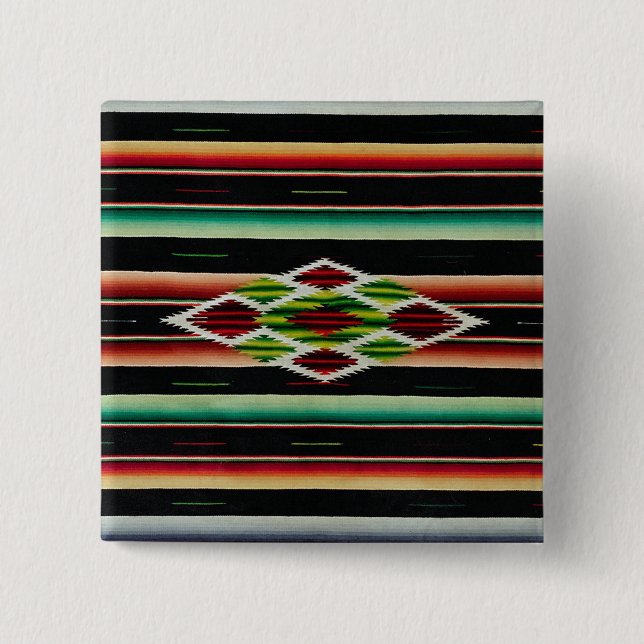 Mexican Blanket Traditional Spanish Fiesta Serape 2 Inch Square Button (Front)