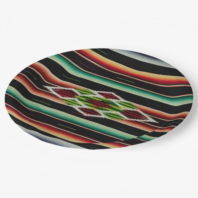 Mexican Blanket Traditional Spanish Fiesta Serape Paper Plate (Angled)