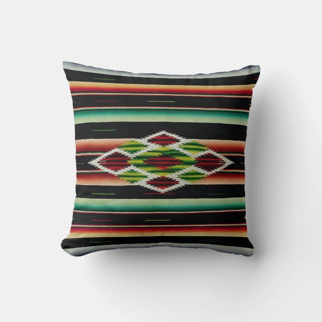 Mexican Blanket Traditional Spanish Fiesta Serape Throw Pillow (Front)