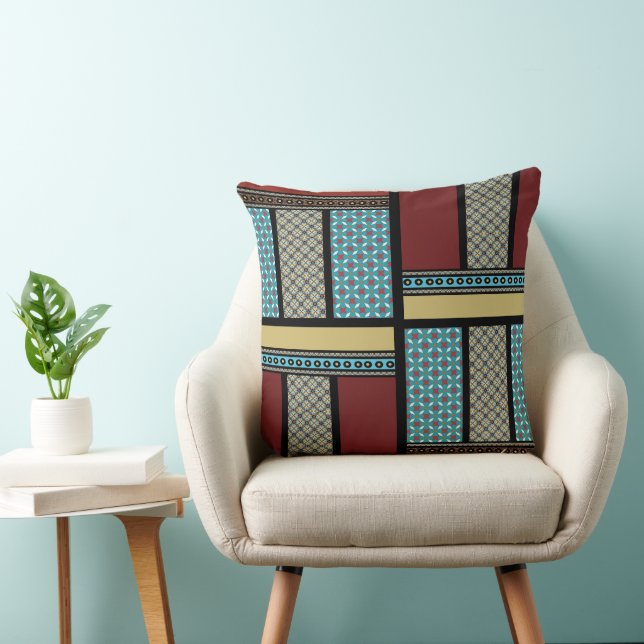 Mexican Block Pattern 1 Throw Pillow (Chair)