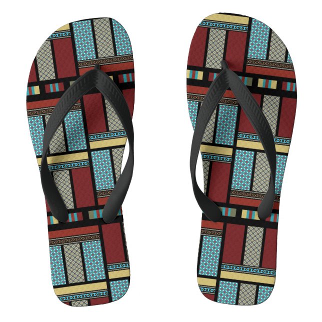 Mexican Block Stripe Pattern 1 Flip Flops (Footbed)