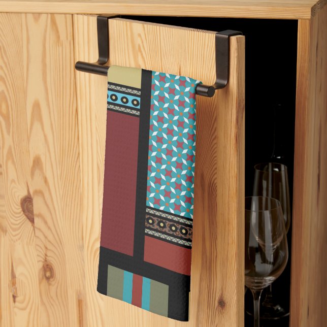 Mexican Block Stripe Pattern 1 Kitchen Towel (Thirds Fold)