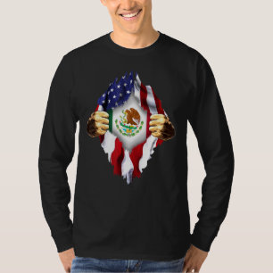 Mexican Blood Inside Me Mexico American Flag T-Shirt