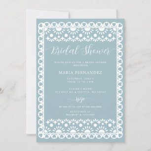Mexican Blue Papel Picado Boho Bridal Shower Invitation