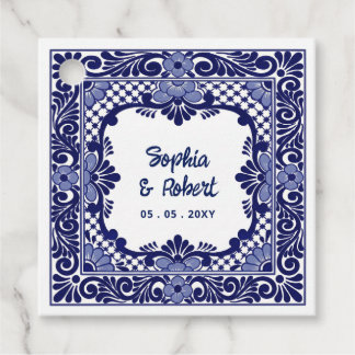 Mexican Blue Talavera Wedding Favour Tags
