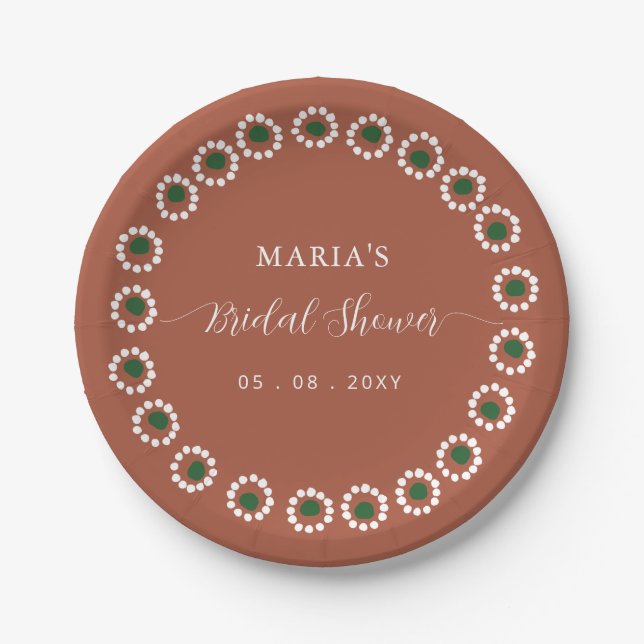 Mexican Boho Barro Bridal Shower Paper Plate (Front)