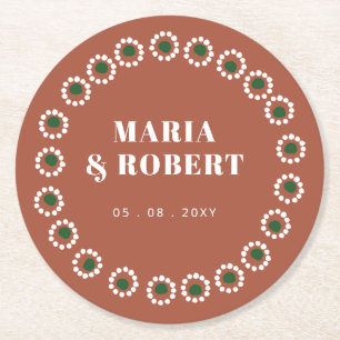 Mexican Boho Barro Round Paper Coaster