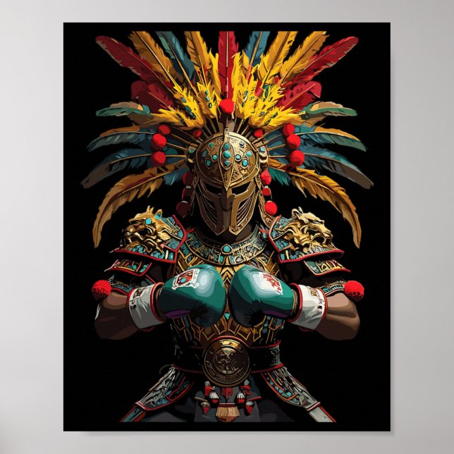 Mexican Boxing Aztec Warrior Power  Poster (Front)