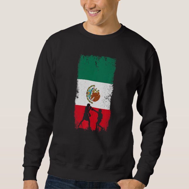 Mexican Boxing Design Mexico Flag Sweatshirt (Front)