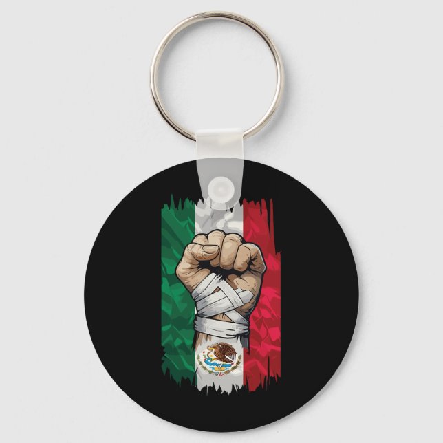 Mexican Boxing Fist Strength Heritage  Keychain (Front)
