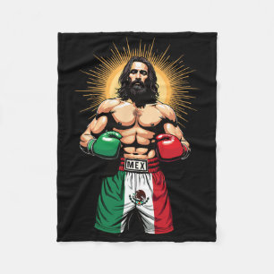 Mexican Boxing Jesus Christ Mex Boxing Shorts  Fleece Blanket