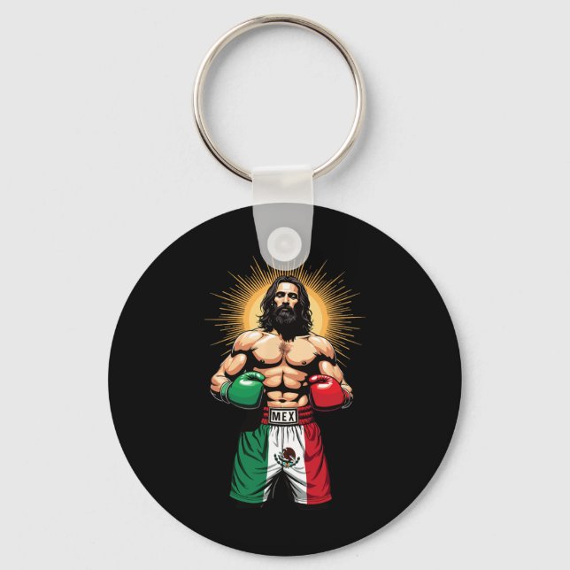 Mexican Boxing Jesus Christ Mex Boxing Shorts  Keychain (Front)