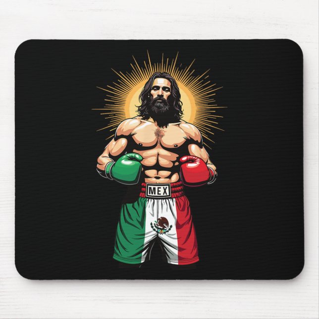 Mexican Boxing Jesus Christ Mex Boxing Shorts  Mouse Pad (Front)