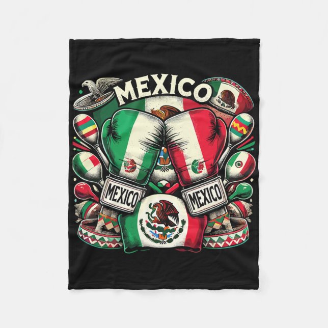 Mexican Boxing Pride Gloves Sports Design 1  Fleece Blanket (Front)