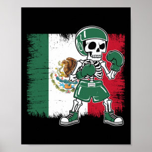 Mexican Boxing Shirt Funny Skeleton Poster