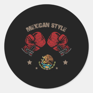 Mexican Boxing Style Mexico Flag Mexico Boxing Sty Classic Round Sticker