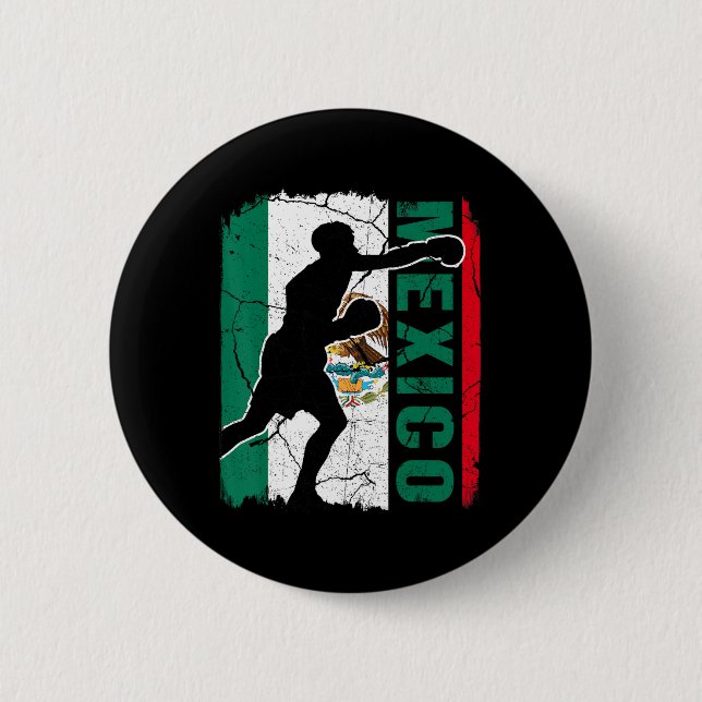 Mexican Boxing Team Mexico Flag Boxing Gloves  2 Inch Round Button (Front)