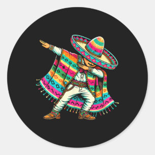 Mexican Boy Dabbing In Poncho Cinco De Mayo Fiesta Classic Round Sticker