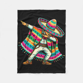 Mexican Boy Dabbing In Poncho Cinco De Mayo Fiesta Fleece Blanket