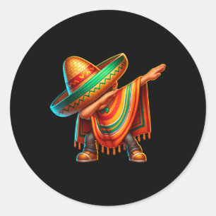 Mexican Boy Dabbing Poncho Cinco De Mayo 1  Classic Round Sticker