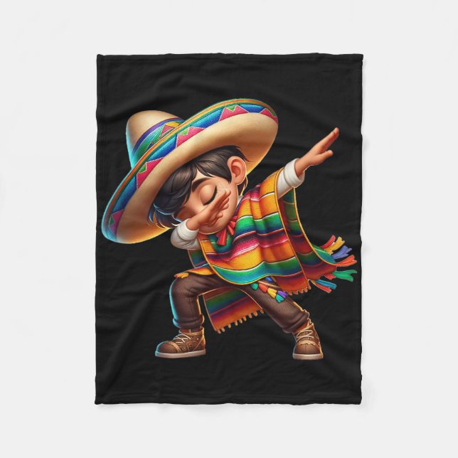 Mexican Boy Dabbing Poncho Cinco De Mayo 2  Fleece Blanket (Front)