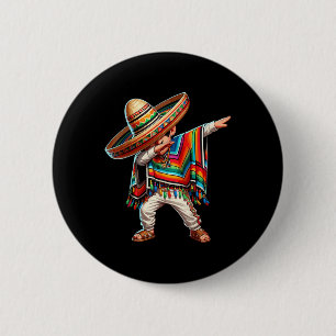 Mexican Boy Dabbing Poncho Cinco De Mayo 2 Inch Round Button