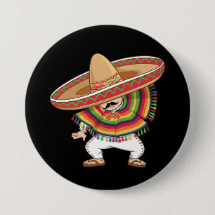 Mexican Boy Dabbing Poncho Cinco de Mayo 3 Inch Round Button