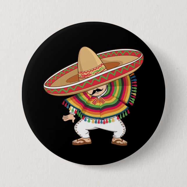 Mexican Boy Dabbing Poncho Cinco de Mayo 3 Inch Round Button (Front)