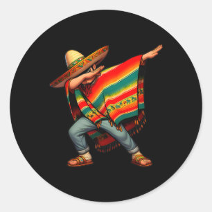 Mexican Boy Dabbing Poncho Cinco De Mayo 4  Classic Round Sticker