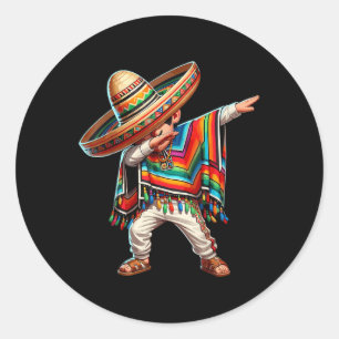 Mexican Boy Dabbing Poncho Cinco De Mayo  Classic Round Sticker