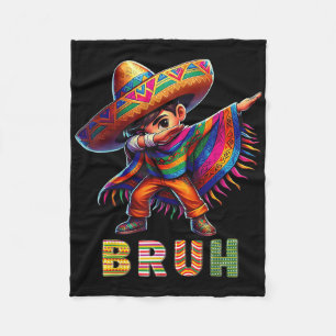 Mexican Boy Dabbing Poncho Cinco De Mayo Funny Bru Fleece Blanket
