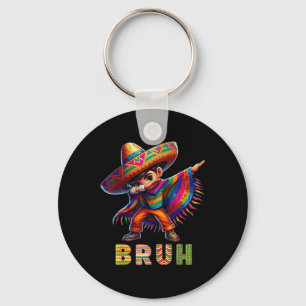 Mexican Boy Dabbing Poncho Cinco De Mayo Funny Bru Keychain