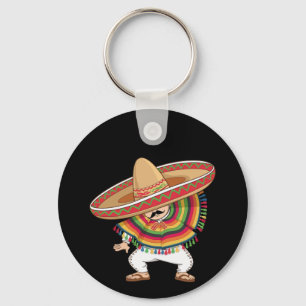 Mexican Boy Dabbing Poncho Cinco de Mayo Keychain