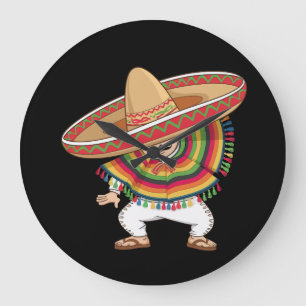 Mexican Boy Dabbing Poncho Cinco de Mayo Large Clock