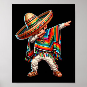 Mexican Boy Dabbing Poncho Cinco De Mayo Poster