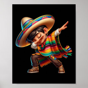 Mexican Boy Dabbing Poncho Cinco De Mayo Poster