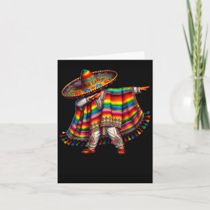 Mexican boy dabbing poncho cinco de mayo sombrero card