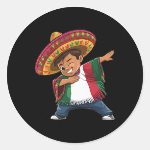 Mexican Boy Dabbing Poncho Fiesta Cinco De Mayo Classic Round Sticker