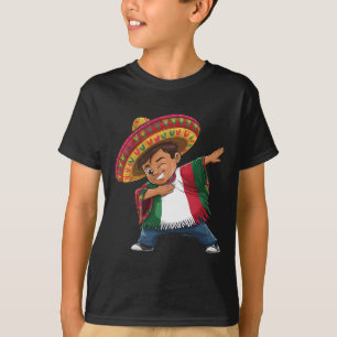 Mexican Boy Dabbing Poncho Fiesta Cinco De Mayo  T-Shirt