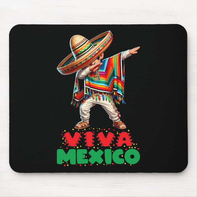 Mexican Boy Dabbing Poncho Independence Day Cinco  Mouse Pad (Front)