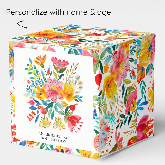 Mexican Bright Floral Fiesta Birthday Favor Box (Creator Uploaded)