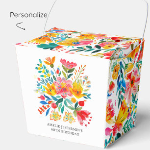 Mexican Bright Floral Fiesta Birthday Favor Box