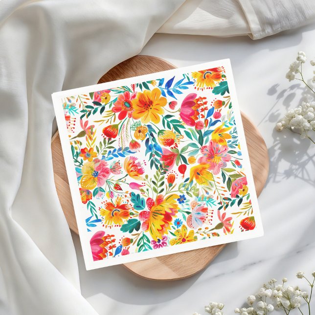 Mexican Bright Floral Fiesta Party Napkin (Creator Uploaded)